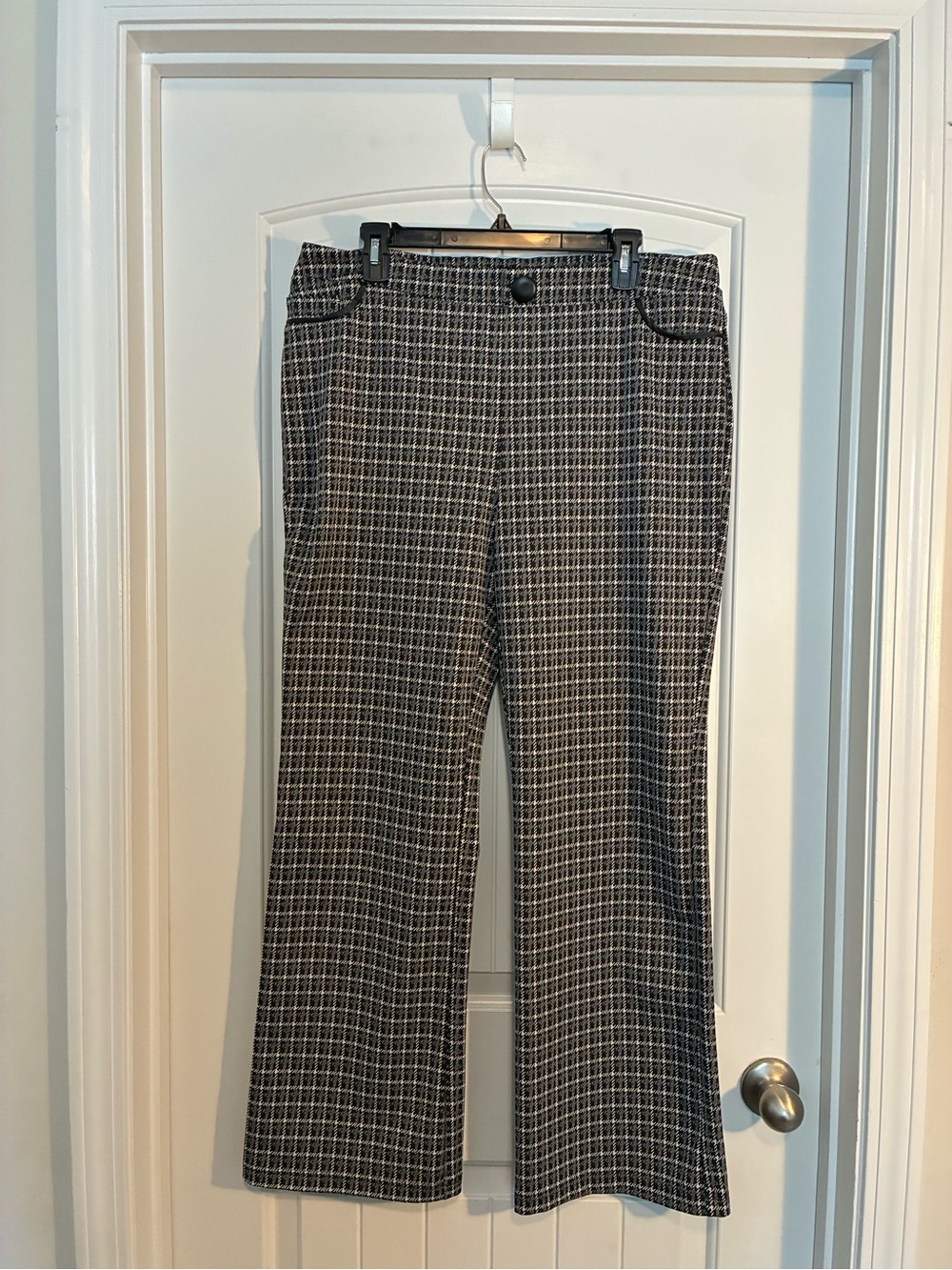 Soho Black and White Check Boot-Cut Pants